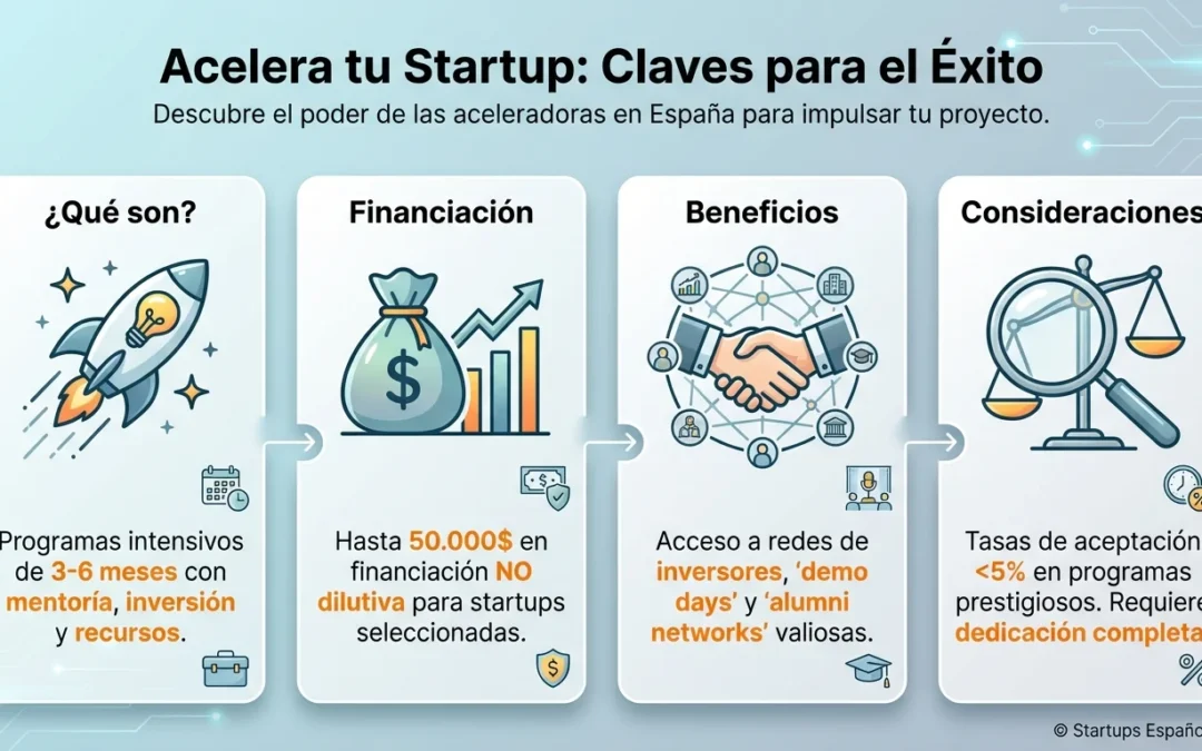 Aceleradoras de startups: programas intensivos para impulsar el crecimiento empresarial - aceleradoras startups, programas aceleración empresarial, financiación no dilutiva, mentoría startups, Giga Accelerator, inversores capital riesgo, ecosistema startup España, demo day, escalado internacional startups