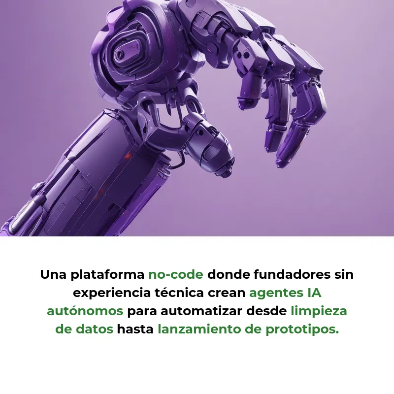 Idea SaaS: Agentes IA Autónomos No-Code para Startups que Automatizan Desarrollo de Productos - Plataforma visual que permite crear robots de IA sin programar para automatizar desde limpieza de datos hasta despliegue de prototipos - Carousel Image