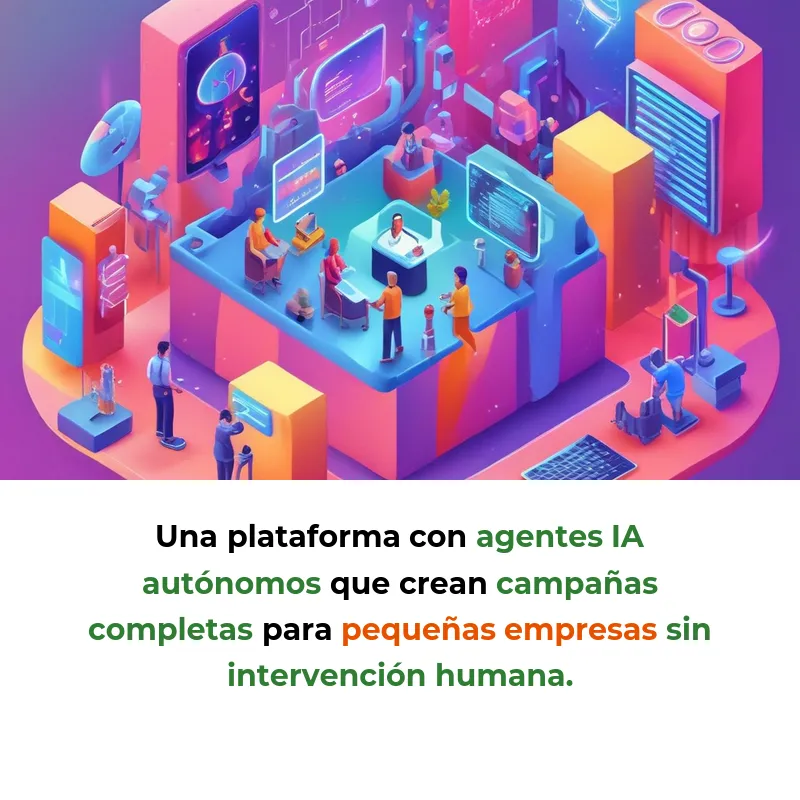 Idea SaaS: Agentes IA que hacen todo el marketing automáticamente - Robots inteligentes que crean campañas completas para pequeñas empresas sin intervención humana - Carousel Image