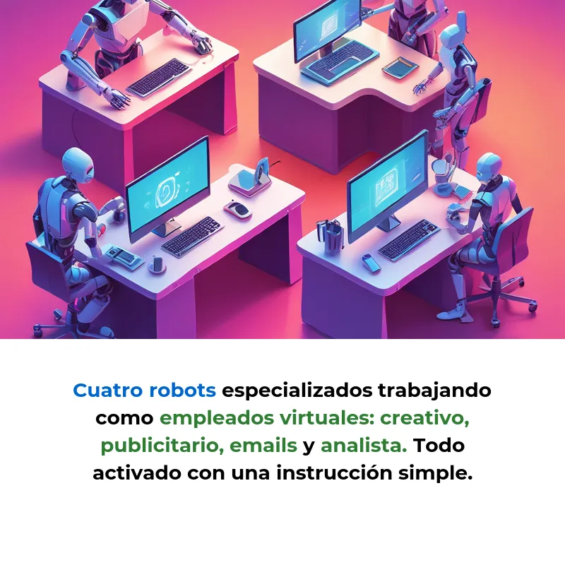 Idea SaaS: Agentes IA que hacen todo el marketing automáticamente - Robots inteligentes que crean campañas completas para pequeñas empresas sin intervención humana - Carousel Image