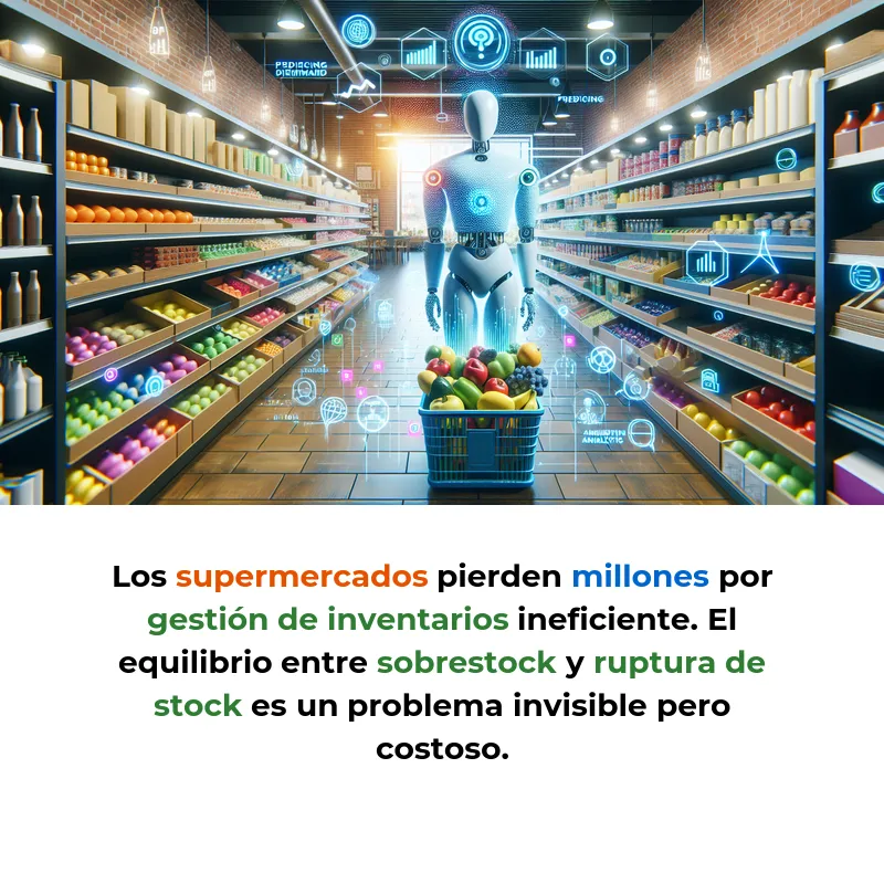 Idea de AI Agent: Un Agente IA que Gestiona el Inventario de Supermercados Automáticamente - Cómo la inteligencia artificial podría predecir demanda y hacer pedidos sin intervención humana en retail - Carousel Image