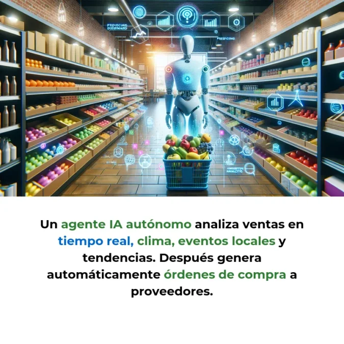 Idea de AI Agent: Un Agente IA que Gestiona el Inventario de Supermercados Automáticamente - Cómo la inteligencia artificial podría predecir demanda y hacer pedidos sin intervención humana en retail - Carousel Image
