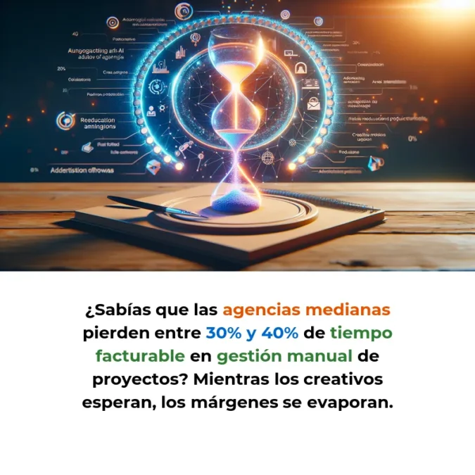 Idea de AI Agent: Asistente Autónomo para Gestión de Proyectos Creativos en Agencias - Un sistema multi-agente que automatiza workflows publicitarios y reduce tiempos de producción hasta un 50% - Carousel Image