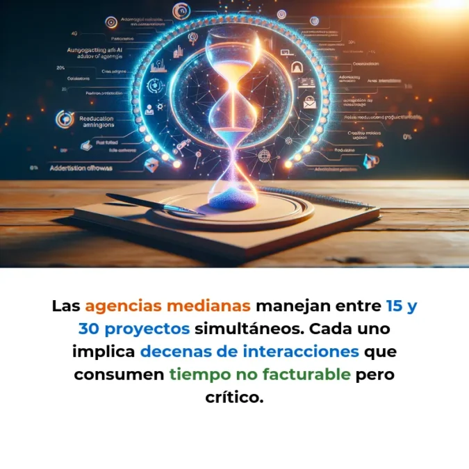 Idea de AI Agent: Asistente Autónomo para Gestión de Proyectos Creativos en Agencias - Un sistema multi-agente que automatiza workflows publicitarios y reduce tiempos de producción hasta un 50% - Carousel Image