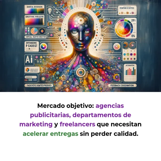 Idea de AI Agent: Director Creativo Virtual para Equipos de Diseño - Un agente IA que automatiza iteraciones creativas y coordina feedback en proyectos de diseño y marketing - Carousel Image