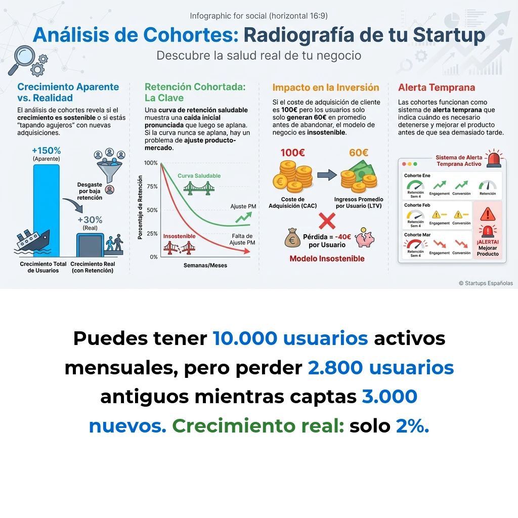 Análisis de cohortes: cómo esta metodología revela la salud real de tu startup - La técnica que separa el crecimiento sostenible de las métricas que ocultan problemas críticos - Carousel Image