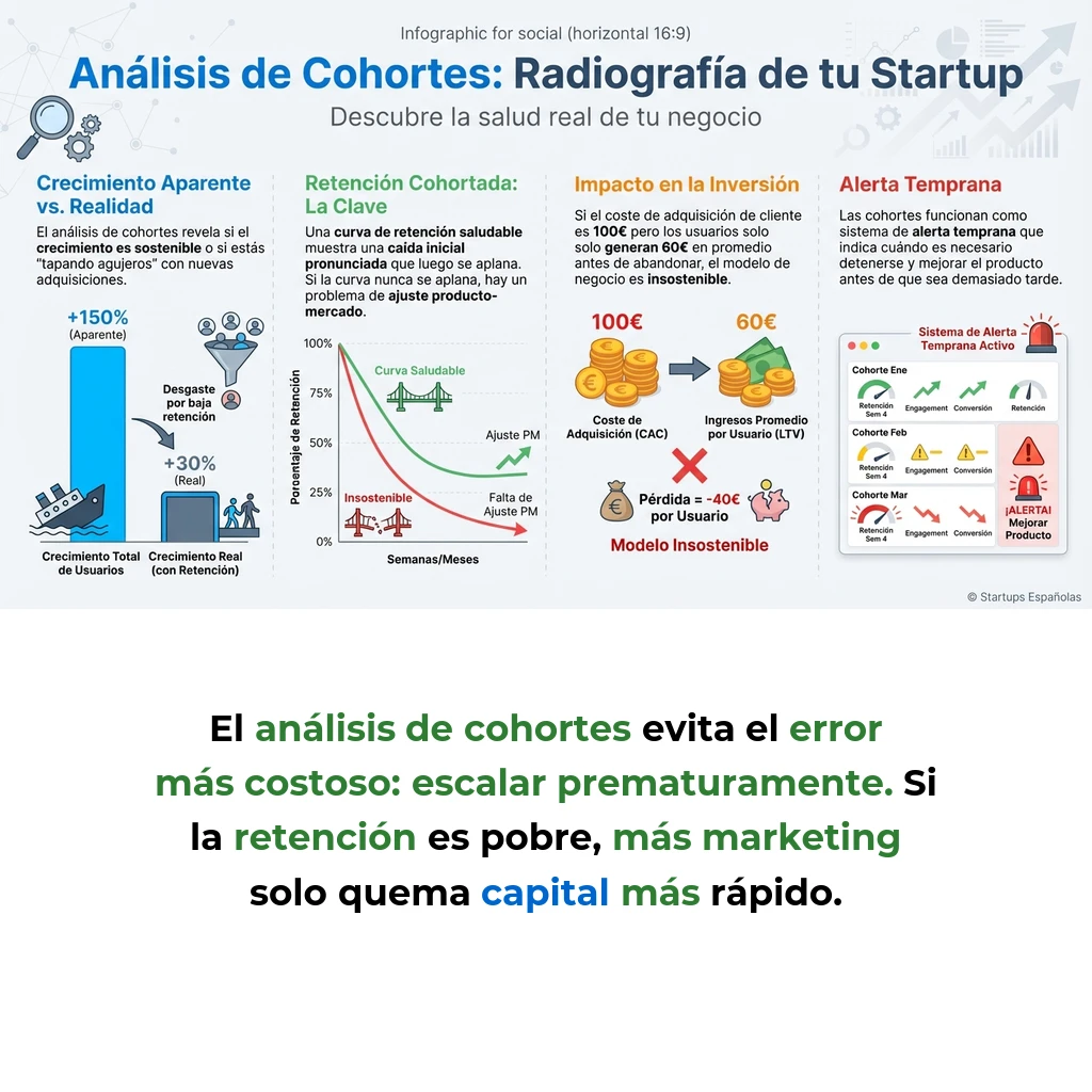 Análisis de cohortes: cómo esta metodología revela la salud real de tu startup - La técnica que separa el crecimiento sostenible de las métricas que ocultan problemas críticos - Carousel Image