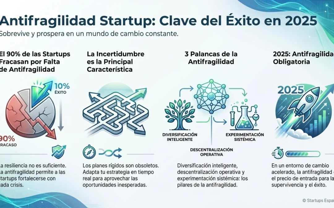 Antifragilidad en Startups: Por Qué Alimentarse del Caos Es Tu Única Ventaja Real en 2025 - antifragilidad startups, resiliencia empresarial, estrategia antifrágil, pivoteo empresarial, gestión crisis startup, Nassim Taleb antifragil, Netflix estrategia, Airbnb COVID, diversificación startup, experimentación empresarial
