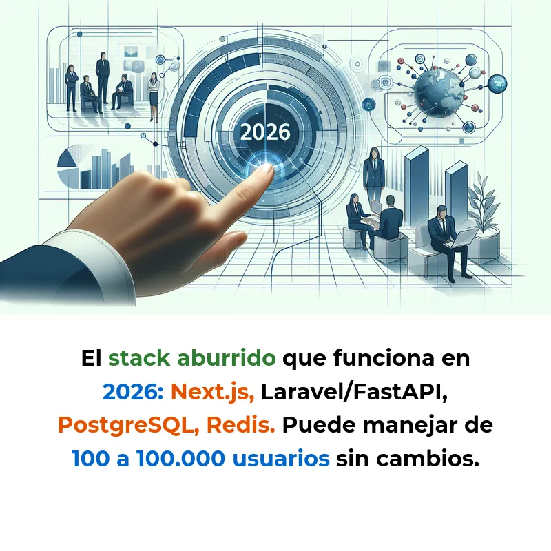 Cómo elegir el tech stack perfecto para tu startup en 2026 - Guía definitiva para seleccionar tecnologías que escalen sin complejidad innecesaria - Carousel Image