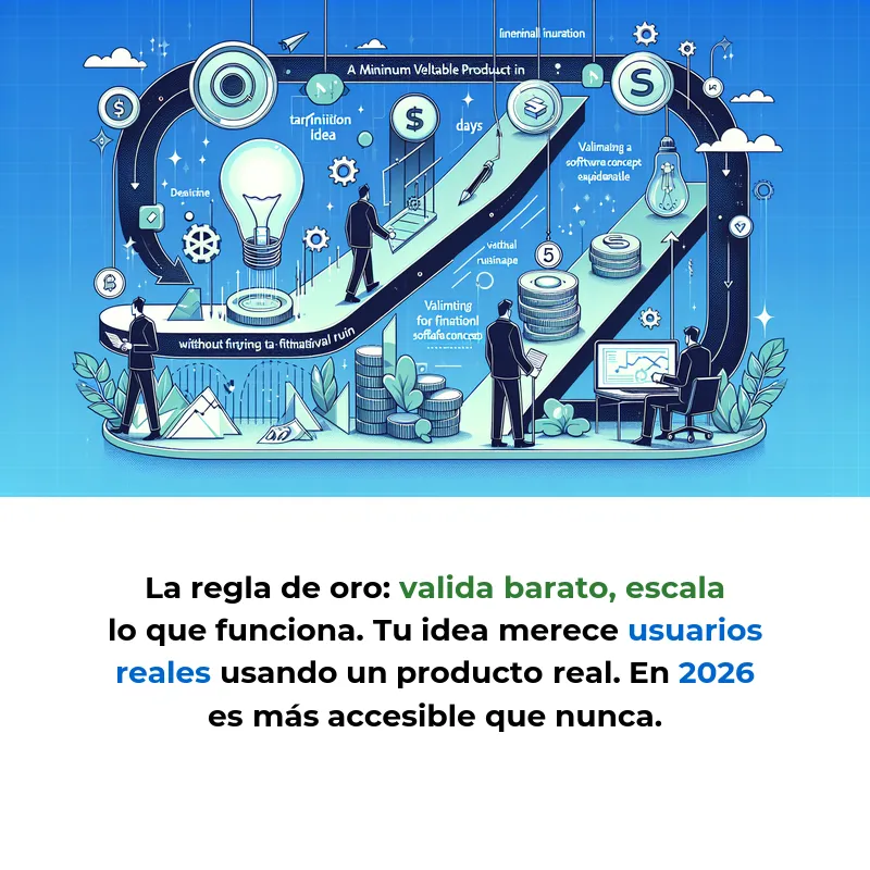 De idea a MVP en días: cómo validar tu software sin arruinarte - Descubre cómo crear un prototipo funcional rápidamente y validar tu idea de negocio - Carousel Image