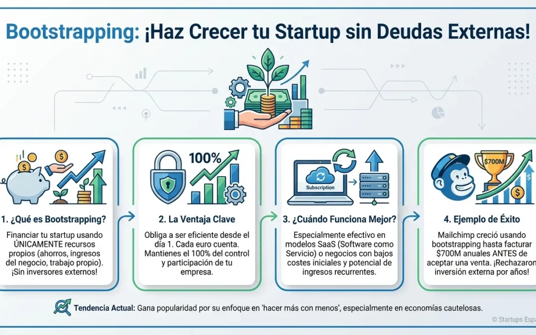 Bootstrapping: Cómo hacer crecer tu startup sin inversores externos - bootstrapping, startup sin inversores, autofinanciación empresa, crecimiento orgánico startup, financiación propia negocio