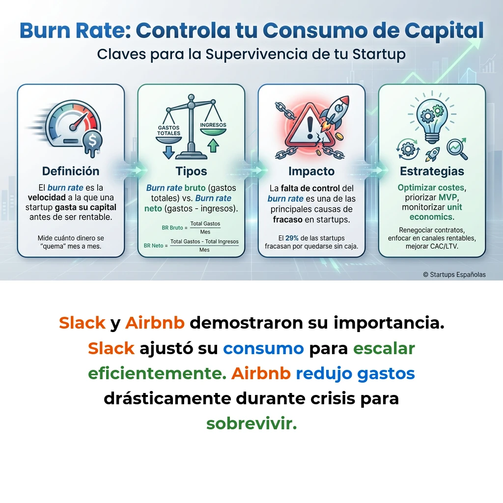 Burn Rate: Qué es y Cómo Controlar el Consumo de Capital en Startups - La métrica que mide la velocidad de gasto y determina el runway de una startup - Carousel Image