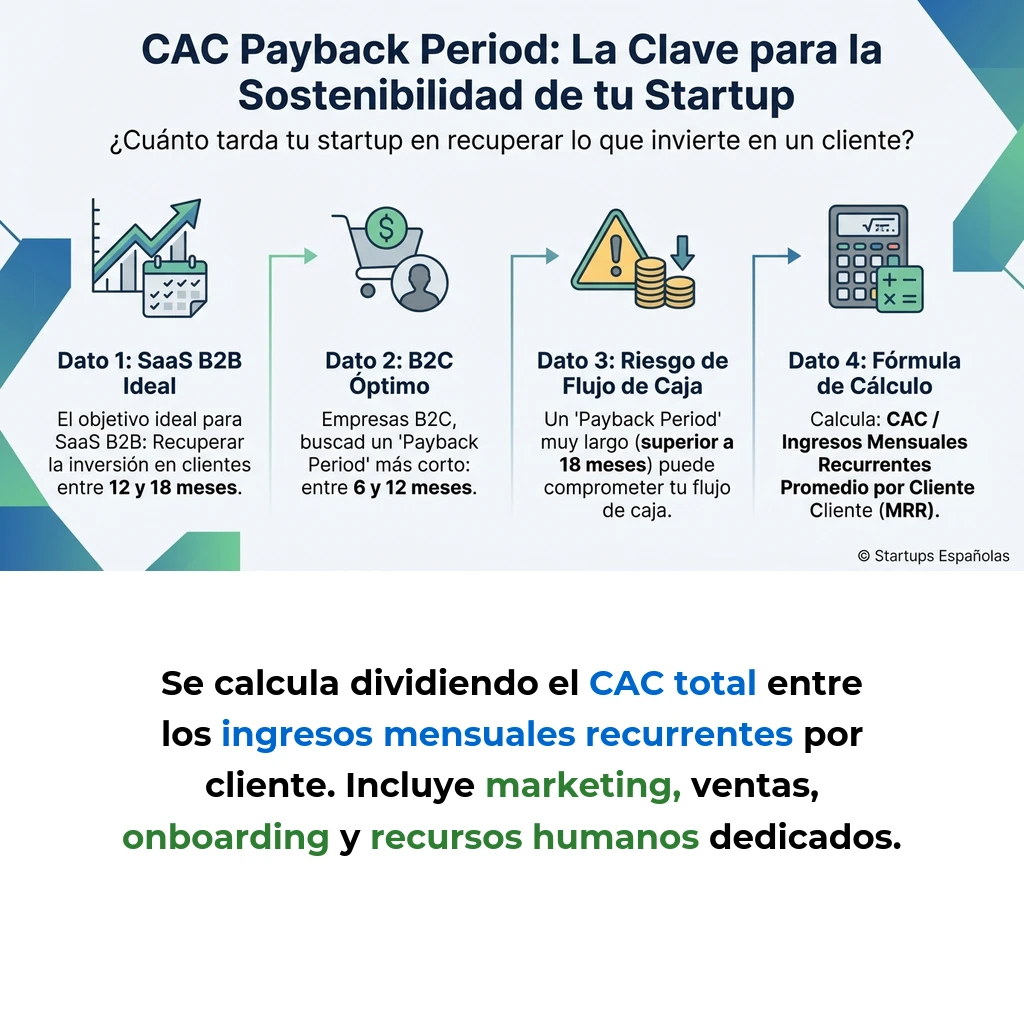 Customer Acquisition Cost (CAC) Payback Period: Métrica Fundamental para Startups - Cómo calcular y optimizar el tiempo de recuperación de la inversión en adquisición de clientes - Carousel Image