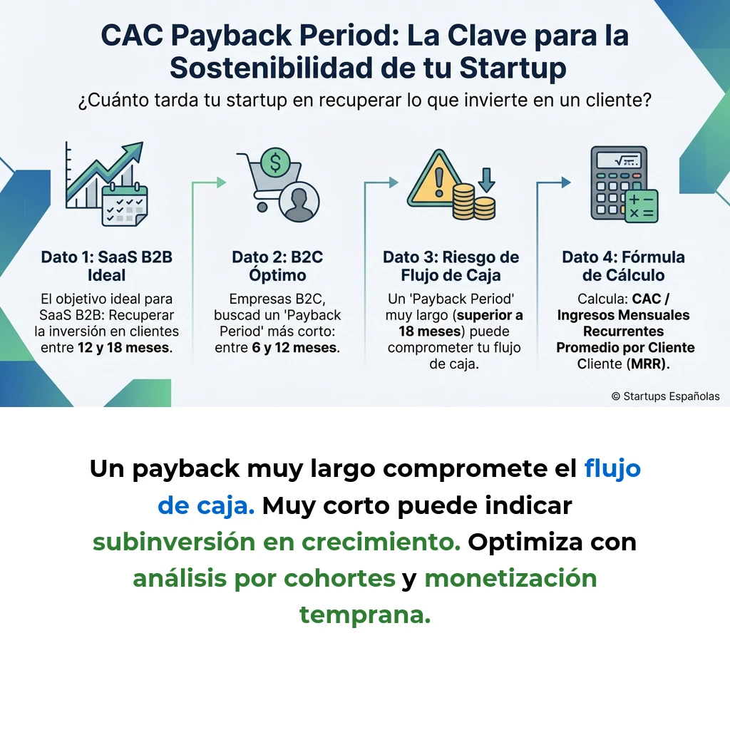 Customer Acquisition Cost (CAC) Payback Period: Métrica Fundamental para Startups - Cómo calcular y optimizar el tiempo de recuperación de la inversión en adquisición de clientes - Carousel Image