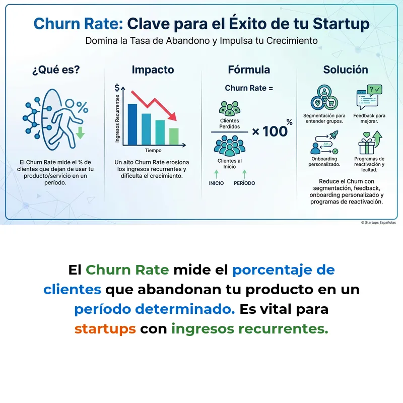 Churn Rate: Qué es la Tasa de Abandono y Cómo Reducirla en Startups - Métrica esencial para medir la retención de clientes y la sostenibilidad del modelo de negocio - Carousel Image