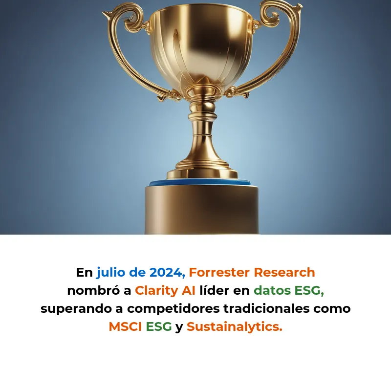 Clarity AI: Líder en Análisis ESG con IA que Sirve a 60 Billones de Dólares en Activos - Forrester Research nombra a Clarity AI líder en datos ESG tras reducir el análisis de meses a segundos mediante inteligencia artificial - Carousel Image