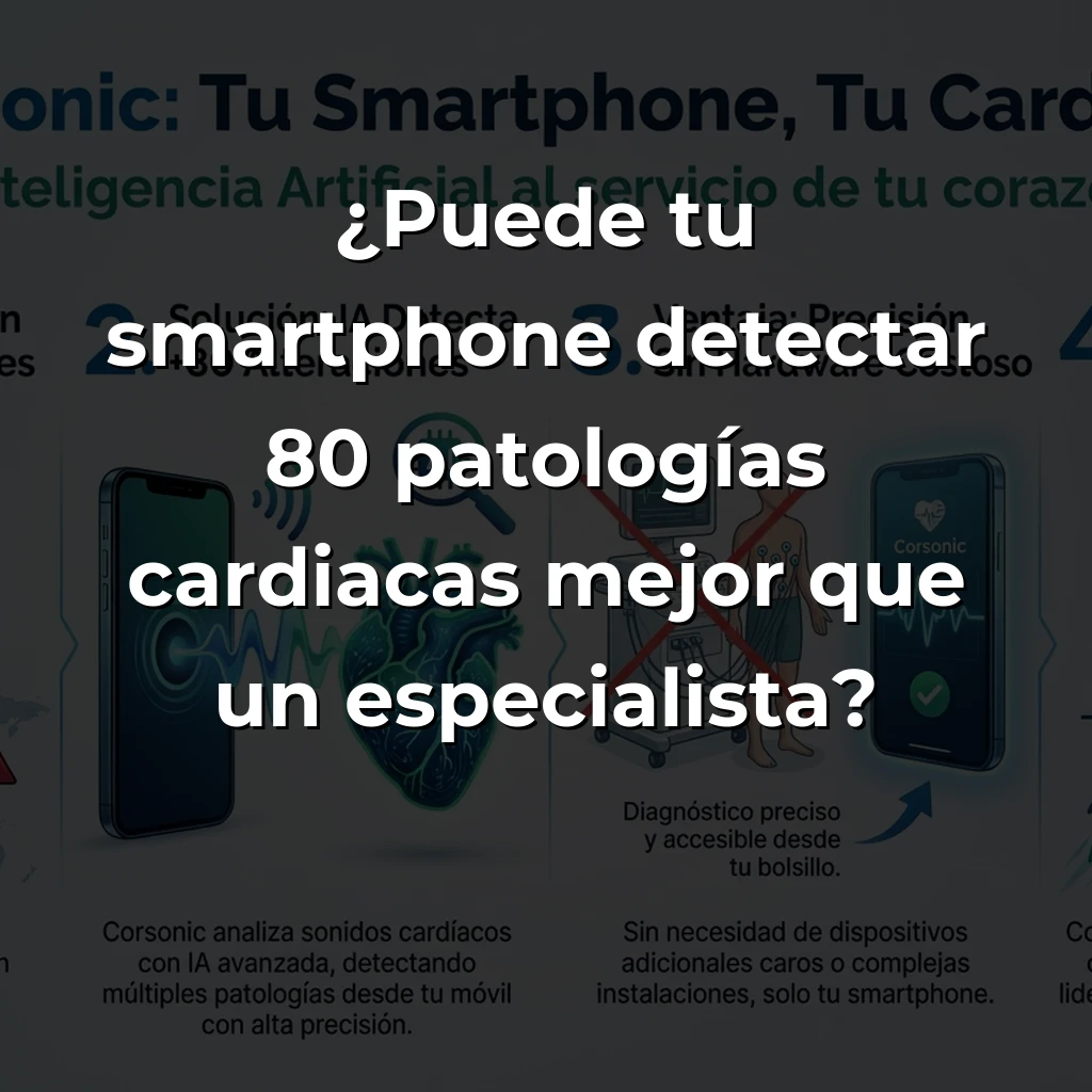 Corsonic: La startup murciana que convierte tu smartphone en un cardiólogo experto con inteligencia artificial - Desde Murcia, Corsonic desarrolla IA capaz de detectar 80 patologías cardíacas con un smartphone, resolviendo un problema que mata: la espera de 30 días para diagnóstico cardiológico - Carousel Image