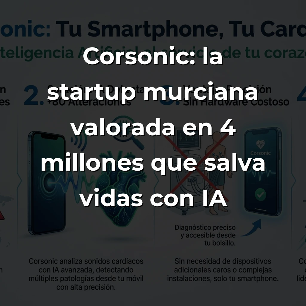 Corsonic: La startup murciana que convierte tu smartphone en un cardiólogo experto con inteligencia artificial - Desde Murcia, Corsonic desarrolla IA capaz de detectar 80 patologías cardíacas con un smartphone, resolviendo un problema que mata: la espera de 30 días para diagnóstico cardiológico - Carousel Image