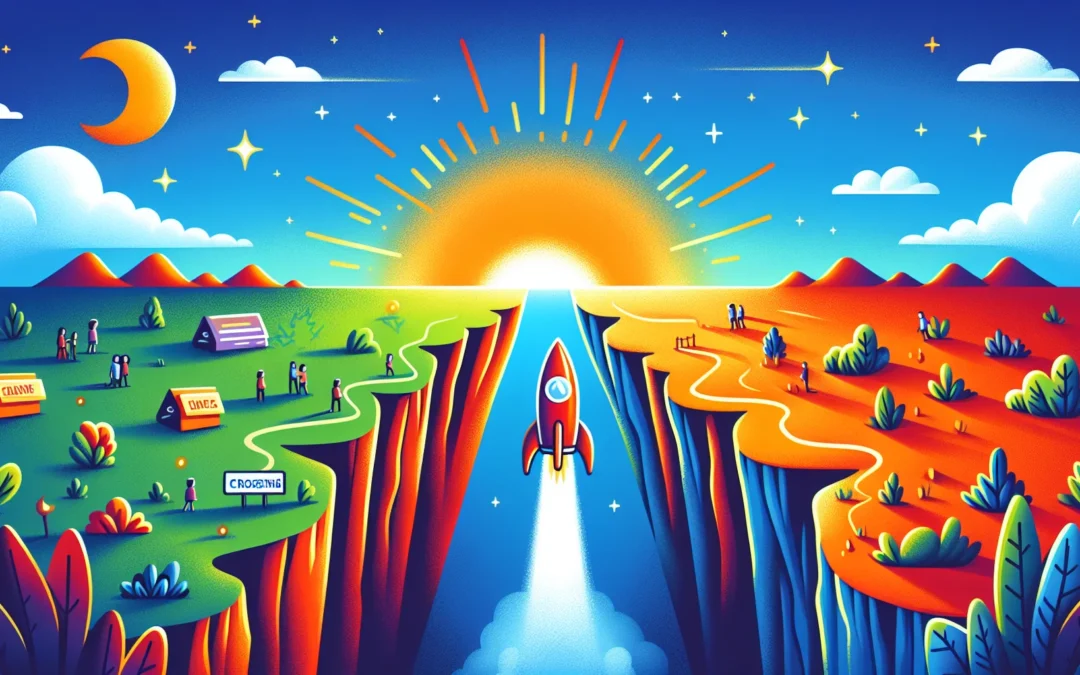 Crossing the Chasm: El abismo que separa las startups que triunfan de las que fracasan - Crossing the Chasm, startups tecnológicas, Geoffrey Moore, abismo tecnológico, adopción temprana, early adopters, early majority, escalabilidad startup, estrategia de crecimiento, whole product, market penetration