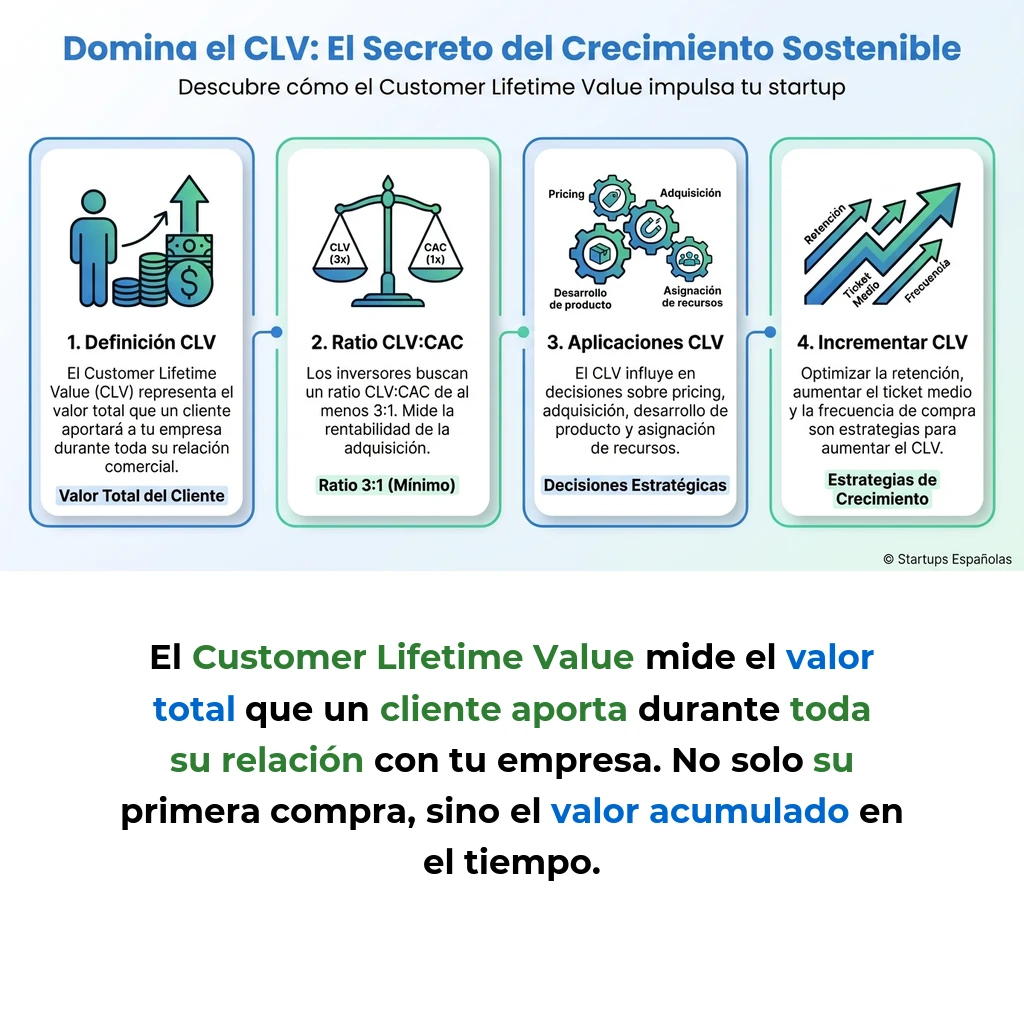 Customer Lifetime Value (CLV): Qué es y cómo calcularlo en tu startup - La métrica que determina cuánto vale realmente cada cliente para tu negocio - Carousel Image