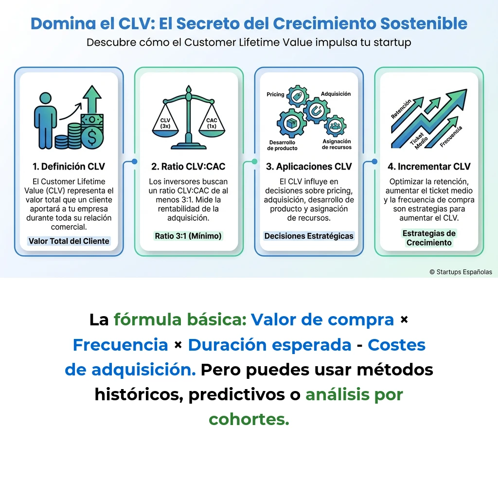 Customer Lifetime Value (CLV): Qué es y cómo calcularlo en tu startup - La métrica que determina cuánto vale realmente cada cliente para tu negocio - Carousel Image