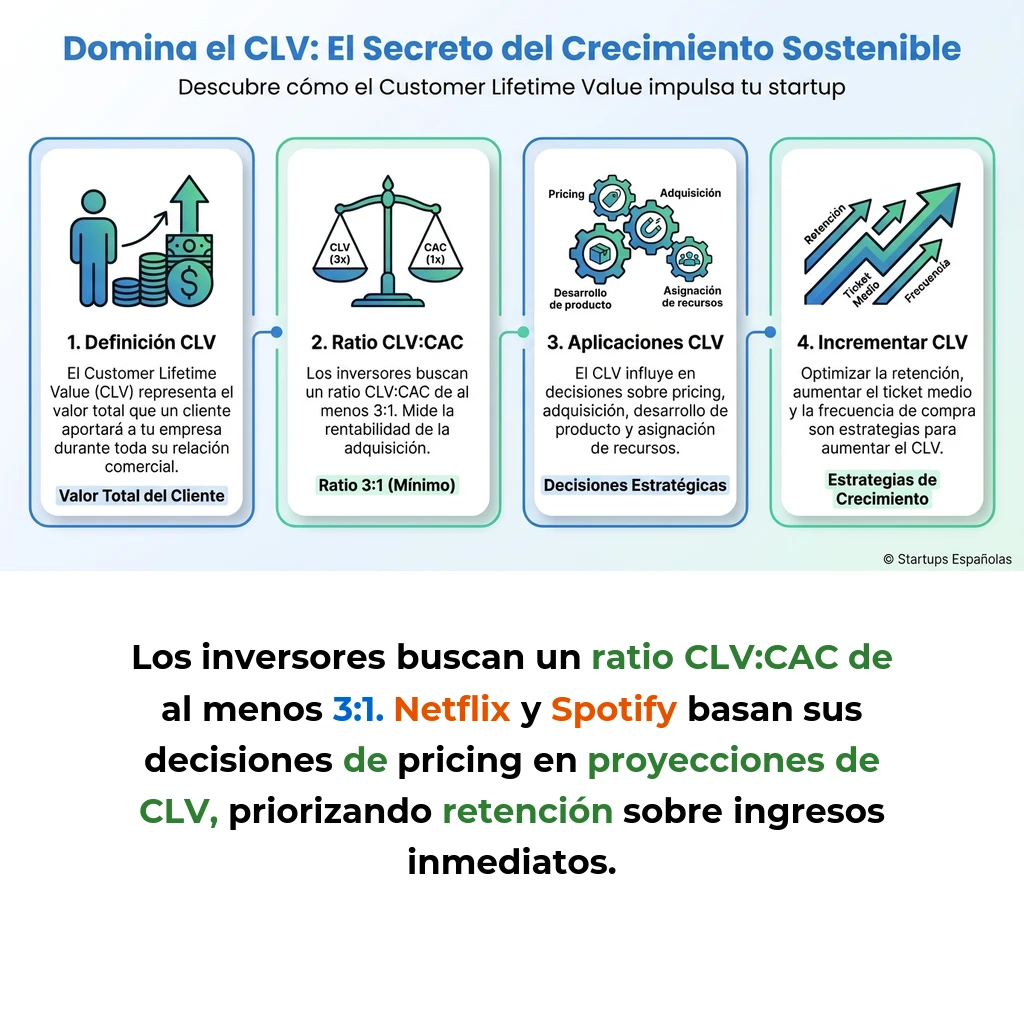 Customer Lifetime Value (CLV): Qué es y cómo calcularlo en tu startup - La métrica que determina cuánto vale realmente cada cliente para tu negocio - Carousel Image