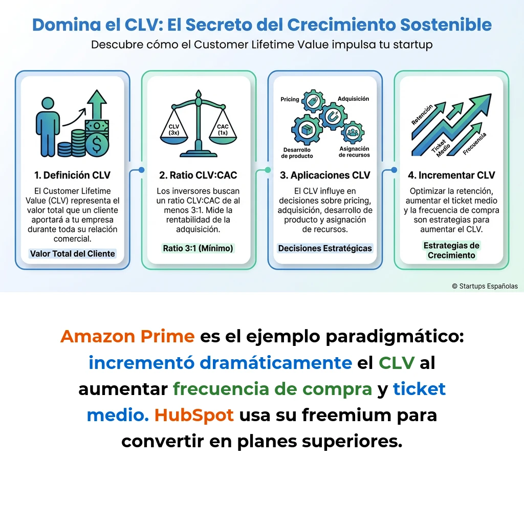 Customer Lifetime Value (CLV): Qué es y cómo calcularlo en tu startup - La métrica que determina cuánto vale realmente cada cliente para tu negocio - Carousel Image