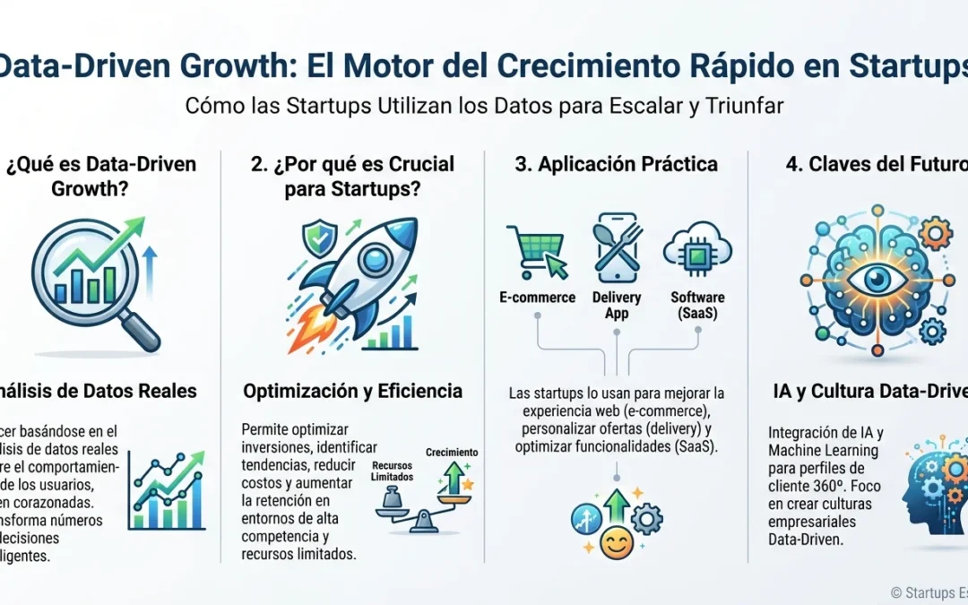 Qué es Data-Driven Growth: Cómo las startups usan datos para crecer más rápido - data-driven growth, crecimiento basado en datos, analytics startups, métricas empresas, optimización datos, análisis comportamiento usuario