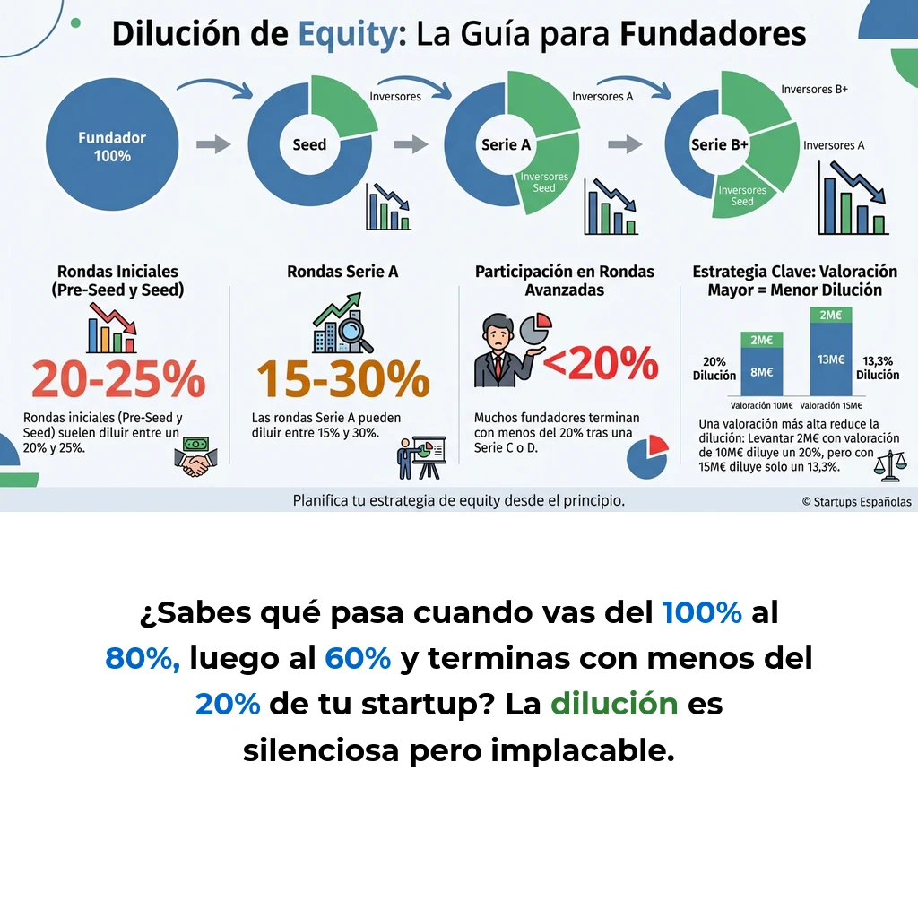 Dilución de Equity en Startups: Cómo Funciona y Estrategias de Protección - Análisis del impacto de la dilución accionaria en cada ronda de financiación y mecanismos para gestionar la pérdida de control - Carousel Image