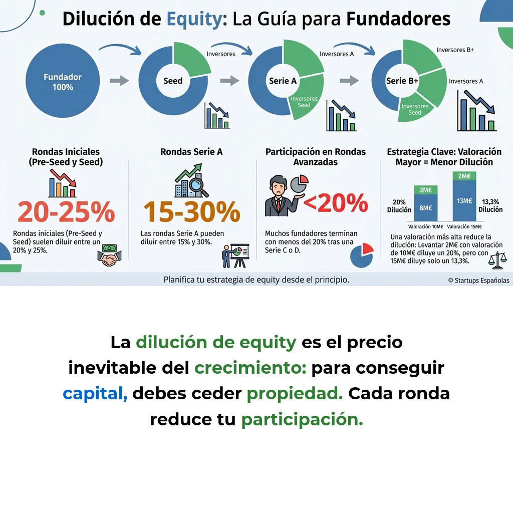 Dilución de Equity en Startups: Cómo Funciona y Estrategias de Protección - Análisis del impacto de la dilución accionaria en cada ronda de financiación y mecanismos para gestionar la pérdida de control - Carousel Image