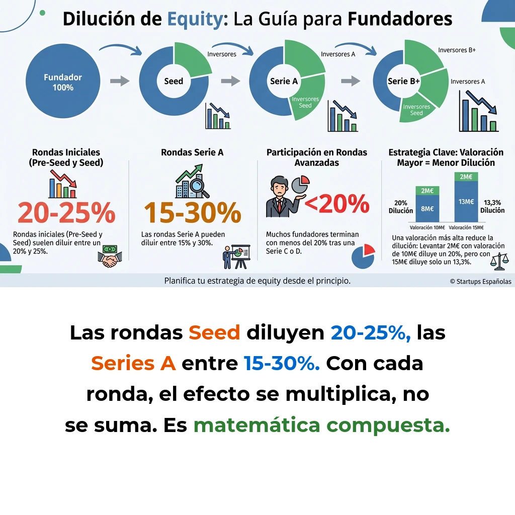 Dilución de Equity en Startups: Cómo Funciona y Estrategias de Protección - Análisis del impacto de la dilución accionaria en cada ronda de financiación y mecanismos para gestionar la pérdida de control - Carousel Image