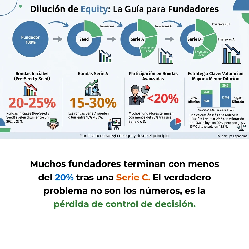 Dilución de Equity en Startups: Cómo Funciona y Estrategias de Protección - Análisis del impacto de la dilución accionaria en cada ronda de financiación y mecanismos para gestionar la pérdida de control - Carousel Image