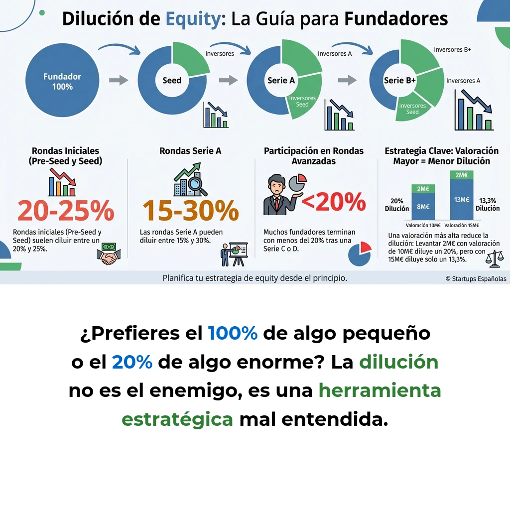 Dilución de Equity en Startups: Cómo Funciona y Estrategias de Protección - Análisis del impacto de la dilución accionaria en cada ronda de financiación y mecanismos para gestionar la pérdida de control - Carousel Image