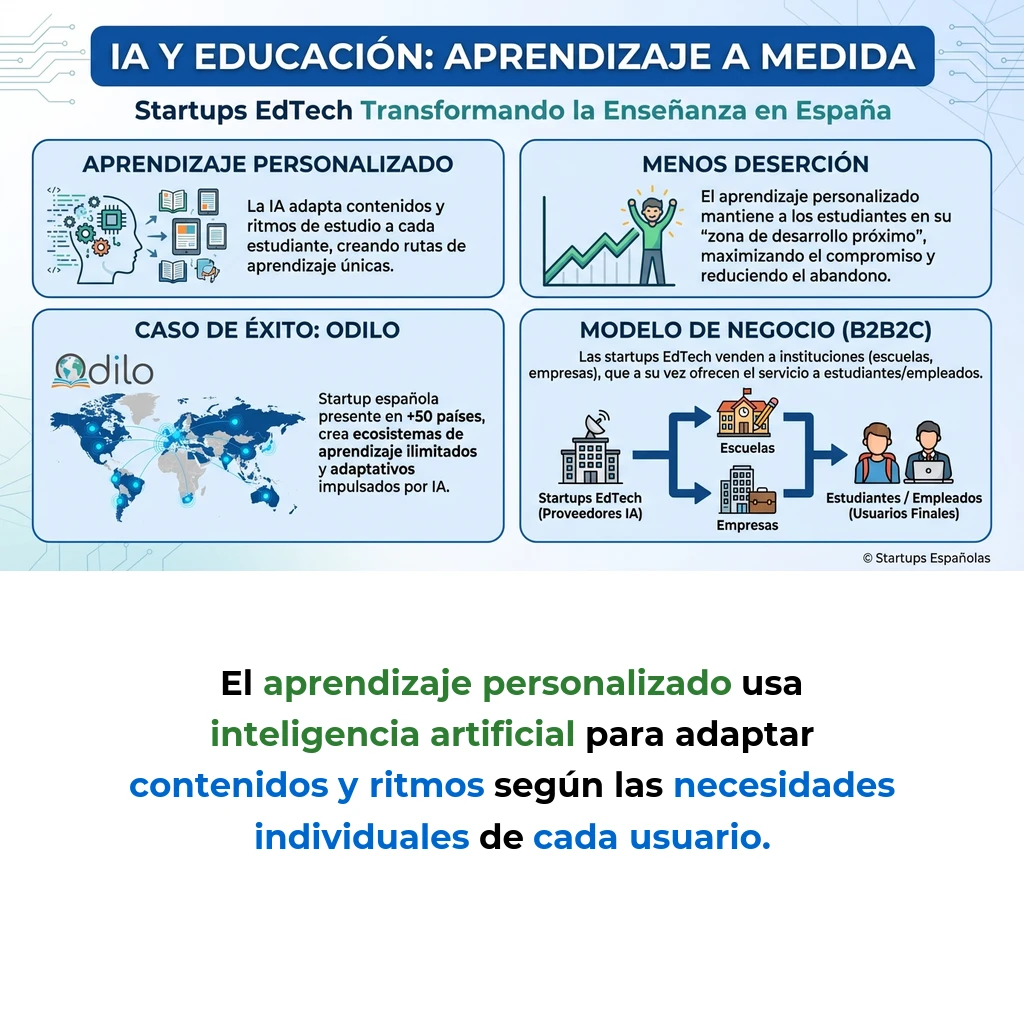 Personalización del Aprendizaje: Cómo la IA Adapta la Educación en Startups EdTech - El enfoque que permite a las plataformas educativas adaptar contenidos y ritmos de estudio mediante inteligencia artificial - Carousel Image