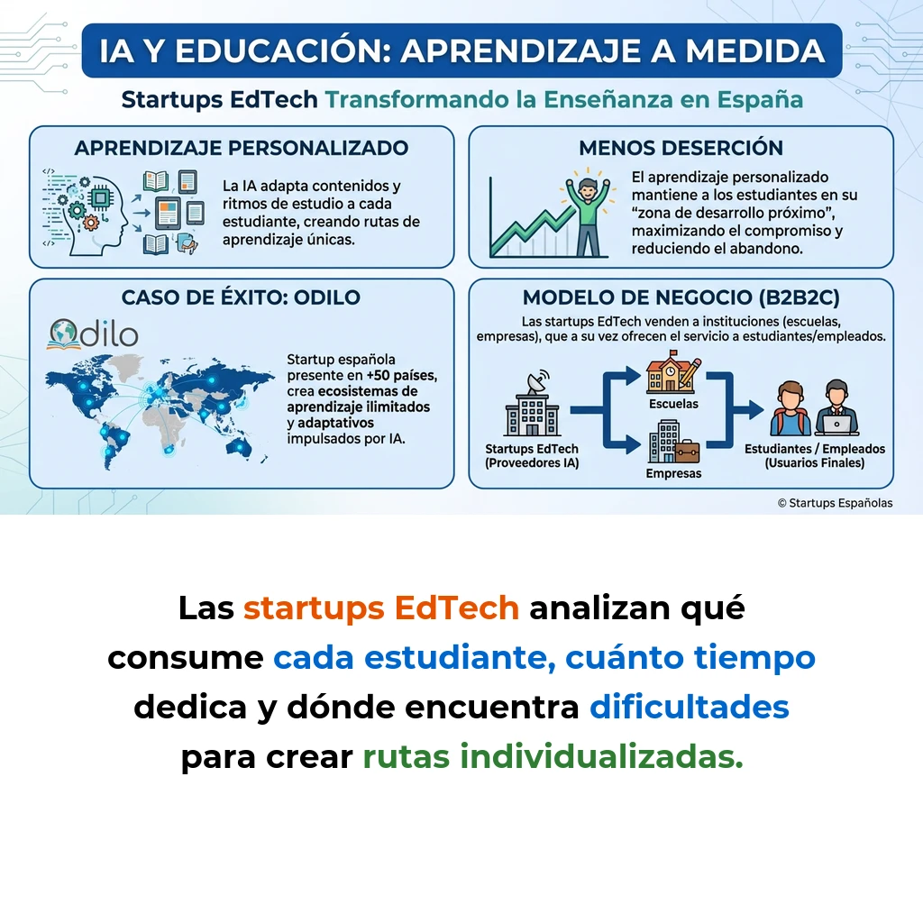 Personalización del Aprendizaje: Cómo la IA Adapta la Educación en Startups EdTech - El enfoque que permite a las plataformas educativas adaptar contenidos y ritmos de estudio mediante inteligencia artificial - Carousel Image