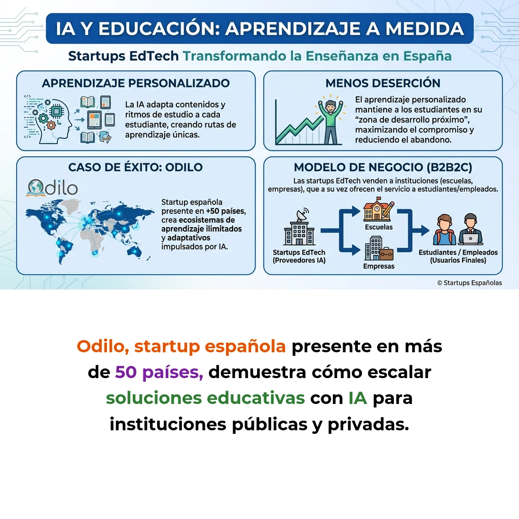 Personalización del Aprendizaje: Cómo la IA Adapta la Educación en Startups EdTech - El enfoque que permite a las plataformas educativas adaptar contenidos y ritmos de estudio mediante inteligencia artificial - Carousel Image
