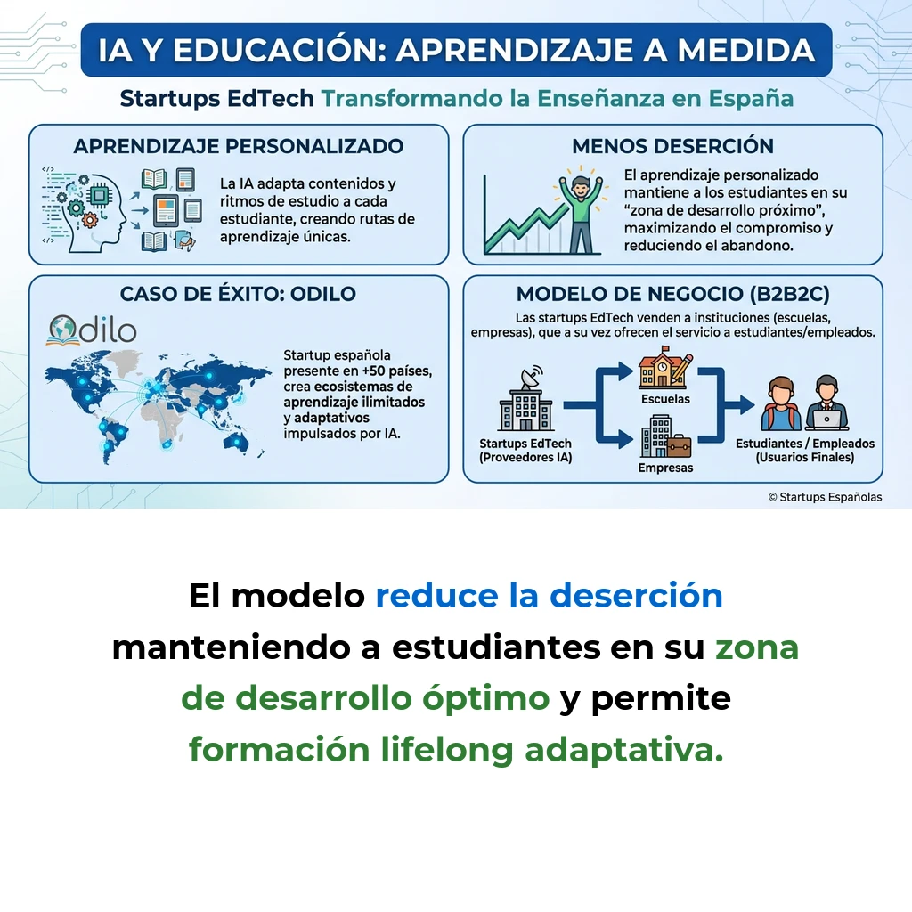Personalización del Aprendizaje: Cómo la IA Adapta la Educación en Startups EdTech - El enfoque que permite a las plataformas educativas adaptar contenidos y ritmos de estudio mediante inteligencia artificial - Carousel Image