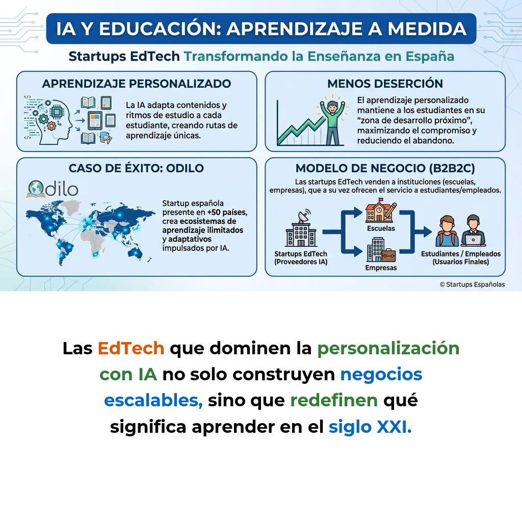 Personalización del Aprendizaje: Cómo la IA Adapta la Educación en Startups EdTech - El enfoque que permite a las plataformas educativas adaptar contenidos y ritmos de estudio mediante inteligencia artificial - Carousel Image
