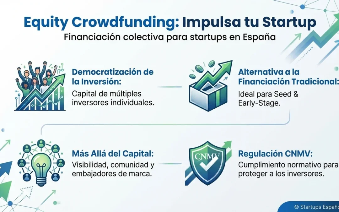 Equity Crowdfunding: Financiación Colectiva para Startups en España - equity crowdfunding, financiación startups, crowdfunding España, inversión colectiva, plataformas crowdfunding, financiación alternativa, seed funding, captación capital, inversores individuales, CNMV