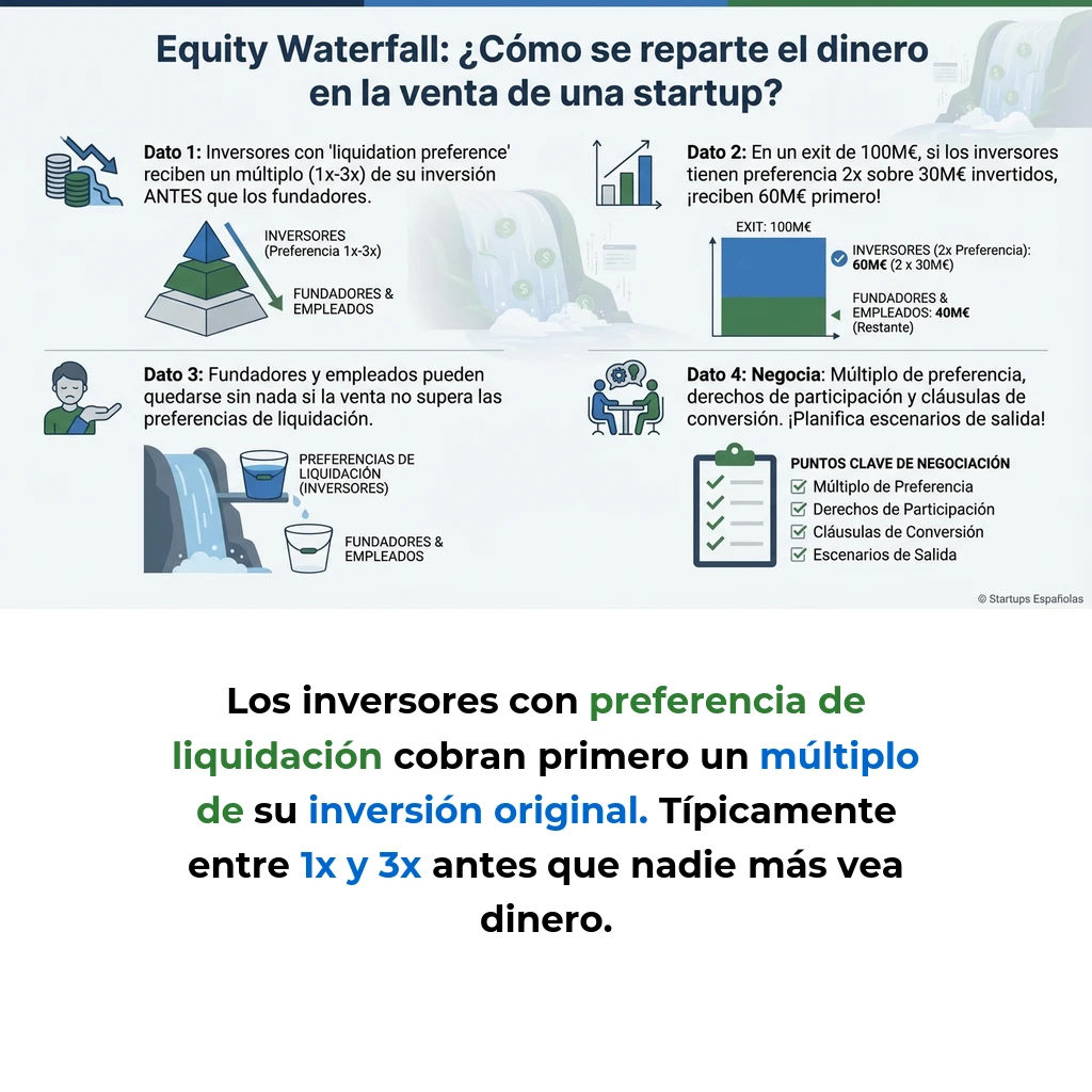 Equity Waterfall: Cómo Se Distribuye el Dinero en Exits de Startups - La metodología que determina quién recibe qué cantidad cuando una startup se vende o sale a bolsa - Carousel Image