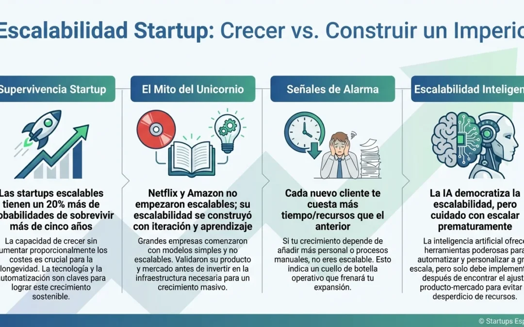 Escalabilidad: La diferencia entre crecer y construir un imperio - escalabilidad startup, crecimiento empresarial, modelos escalables, inversores, venture capital, startups españolas, automatización, tecnología startup