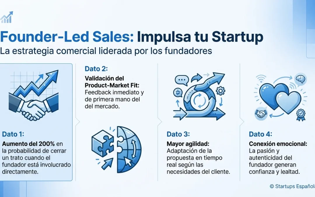 Founder-Led Sales: La Estrategia Comercial de los Fundadores en Startups - founder-led sales, ventas fundadores, estrategia comercial startup, product-market fit, consultative selling, solution selling