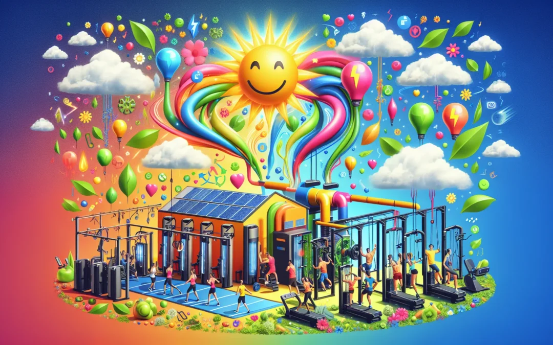 Idea de Negocio: Un gimnasio que genera electricidad mientras la gente entrena - gimnasio que genera electricidad, fitness sostenible, energía limpia ejercicio, negocio ecológico gimnasio, máquinas ejercicio generadoras