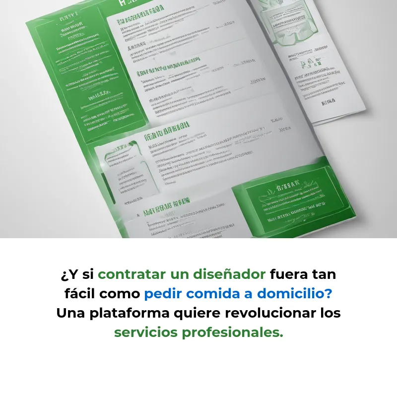 Idea de Negocio: Una plataforma que convierte servicios profesionales en productos estándar - Como pedir comida a domicilio, pero con diseñadores, programadores y expertos en marketing - Carousel Image