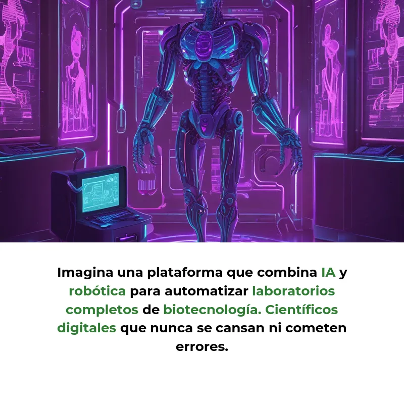 Idea SaaS: Robot científico con IA para automatizar laboratorios de biotecnología - Un asistente inteligente que realiza experimentos automáticamente para acelerar el descubrimiento de nuevos medicamentos - Carousel Image