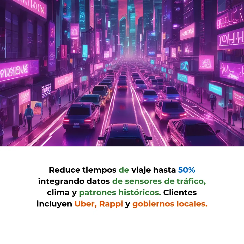 Idea SaaS: Agentes IA que Optimizan Rutas de Tráfico en Tiempo Real - Plataforma que usa inteligencia artificial para reducir tiempos de viaje hasta 50% en ciudades latinoamericanas - Carousel Image