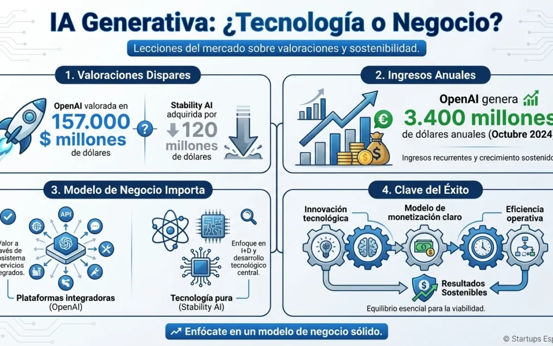 Por qué OpenAI vale 157.000M$ y Stability AI se vendió por 120M$: la brutal realidad del mercado de IA - OpenAI valoración, Stability AI adquisición, IA generativa, startups inteligencia artificial, modelos negocio IA, financiación tecnológica, valoraciones startups