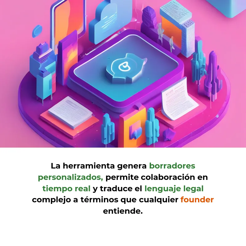 Idea de Negocio: Plataforma de IA que ayuda a startups a crear contratos sin abogados caros - Una herramienta colaborativa que usa inteligencia artificial para generar y revisar documentos legales adaptados a founders - Carousel Image