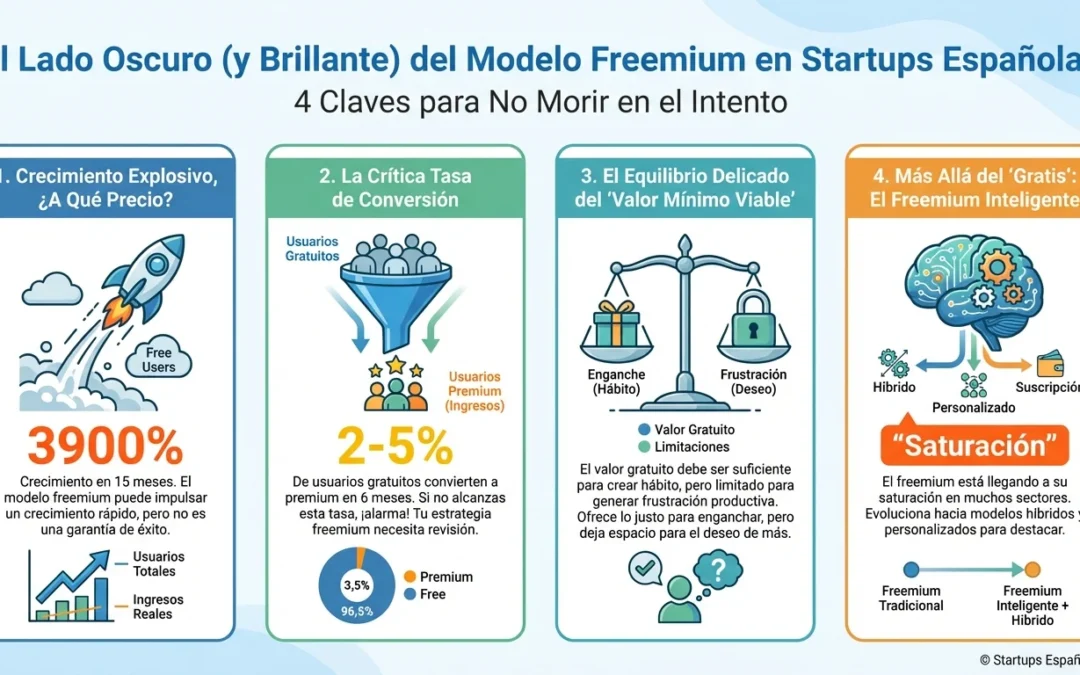 El Modelo Freemium: Por Qué Es el Crack de las Startups (y Cómo No Morir en el Intento) - modelo freemium, freemium startup, estrategia freemium, conversión freemium, tasa de conversión, usuarios premium, monetización startup, crecimiento viral