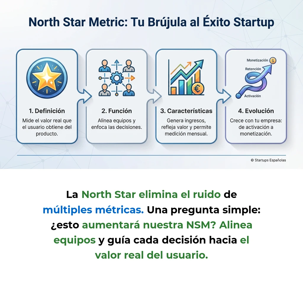 North Star Metric: Qué es y cómo identificar la métrica clave de tu startup - La métrica única que captura el valor real de tu producto y alinea a todo el equipo - Carousel Image